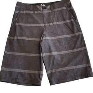 NWOT Quiksilver Charcoal Gray Stripe Amphibian Board Shorts Swim Trunks - Size 2